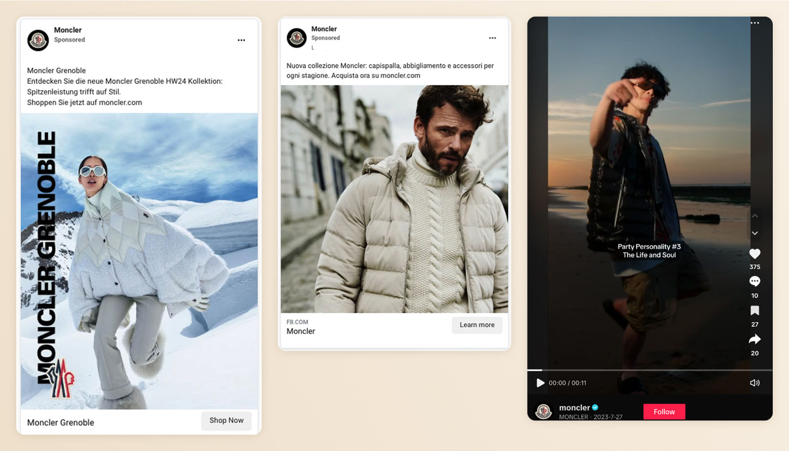 Moncler personalizzazione pubblicità