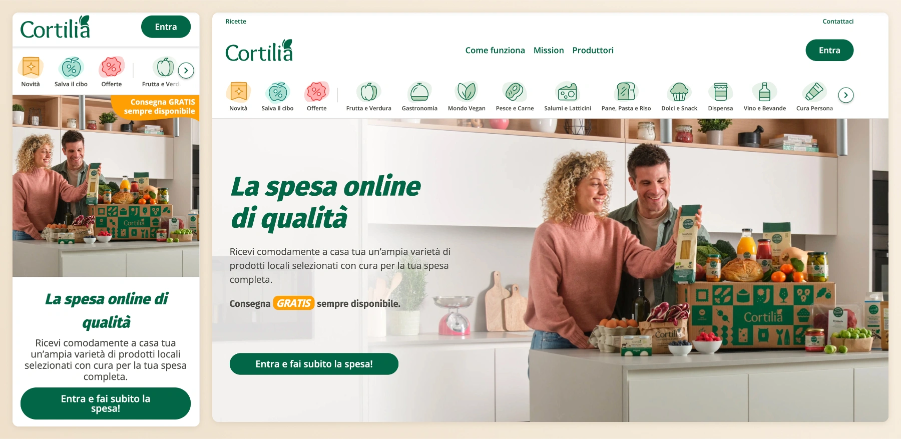 Navigazione semplice e intuitiva di Cortilia