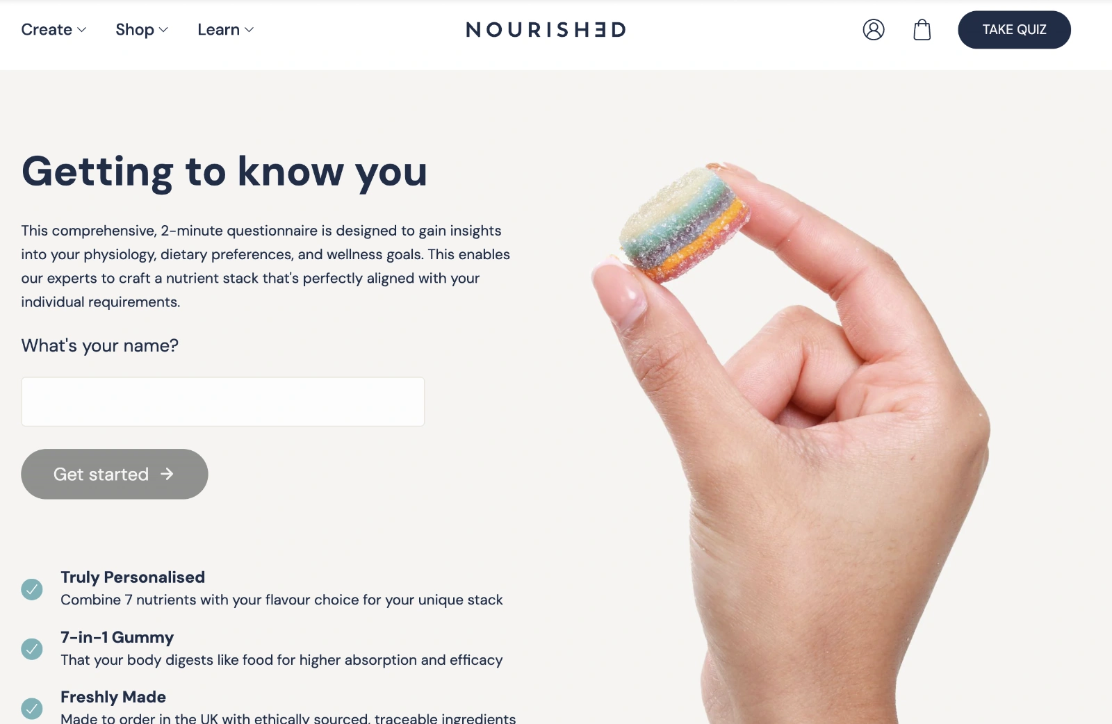 Esempio di quiz di Nourished